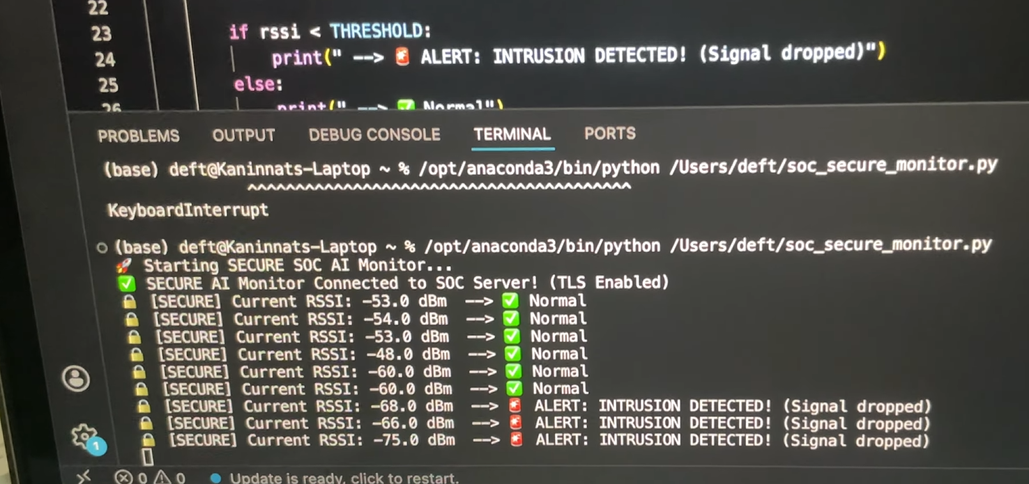 RSSI intrusion monitor terminal output